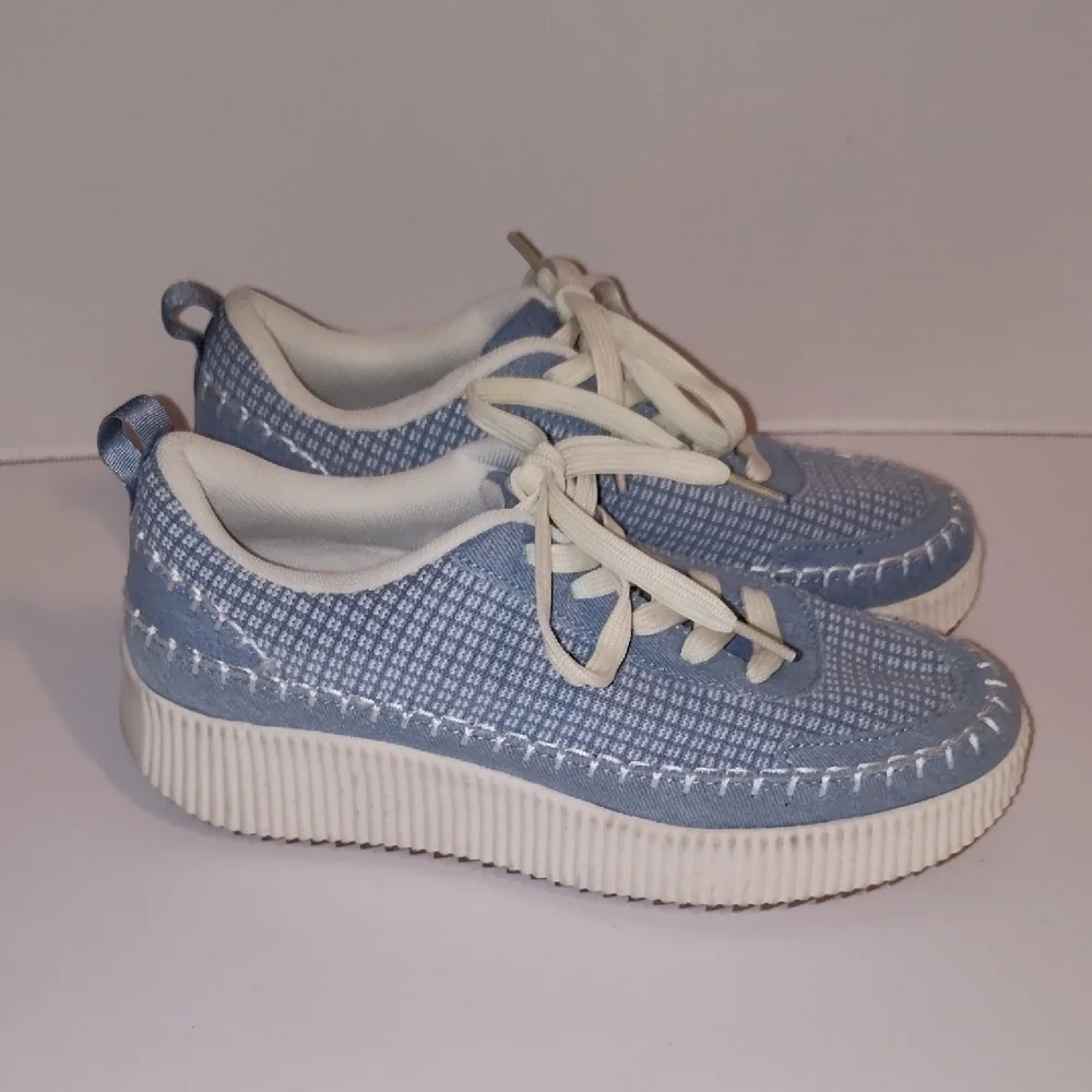 Nicole Miller New York Woven CROCHET Patchwork Platform Sneakers Size 8